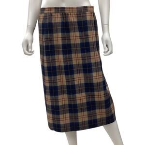 Pendleton VTG Skirt Women’s Size 10 Wool Maxi with Side Pockets in Tan Plaid